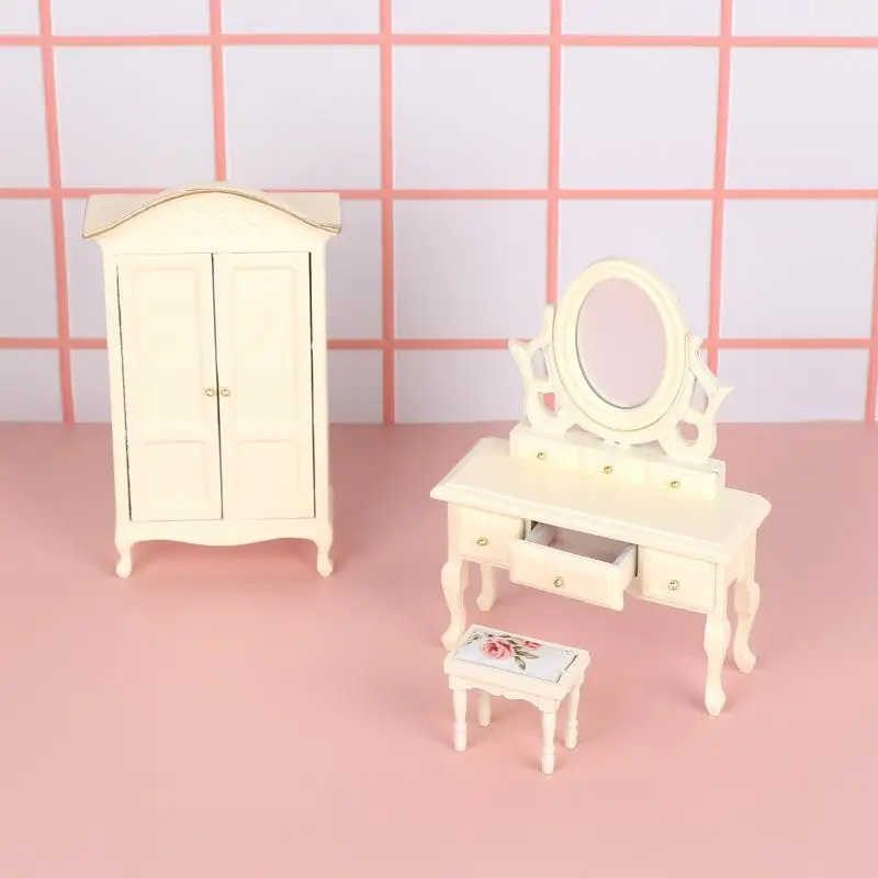 1Set 1:12 Dollhouse Miniature European Bedroom Furniture Kitchen Scene Cooking Table Sink Cabinet Model Toy Accessories