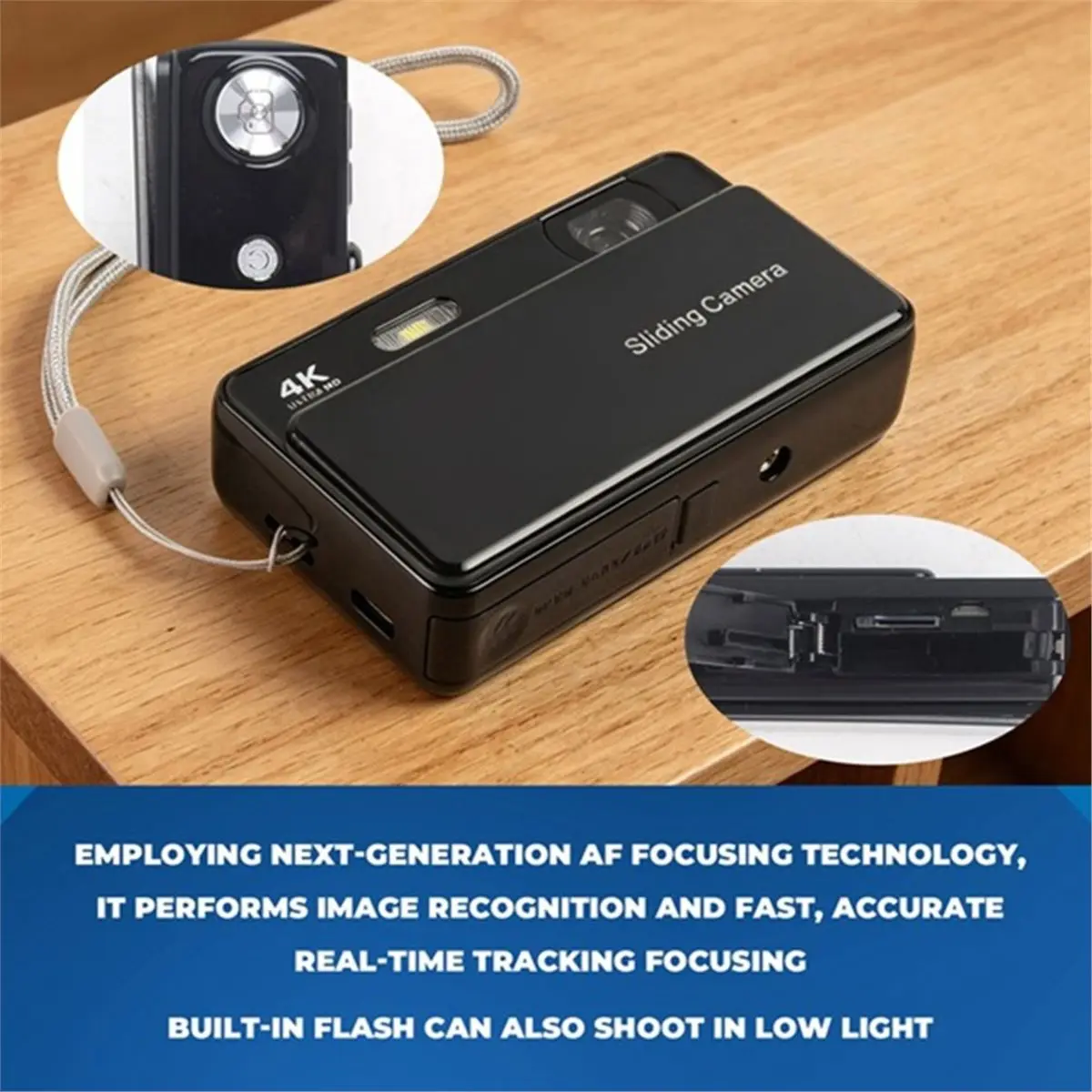 

N05R M15 4K Slide Digital Camera 2.8Inch IPS Screen Autofocus Vlogging Camera 16X Zoom Video Photography Camera 64GB