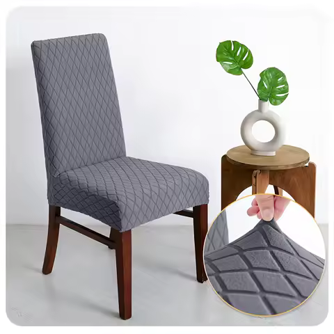 Plush Diamond Grid Soft Home Dining Chair Covers with High Elasticity Hotel Restaurant Dustproof and Anti Staining Chair Cover