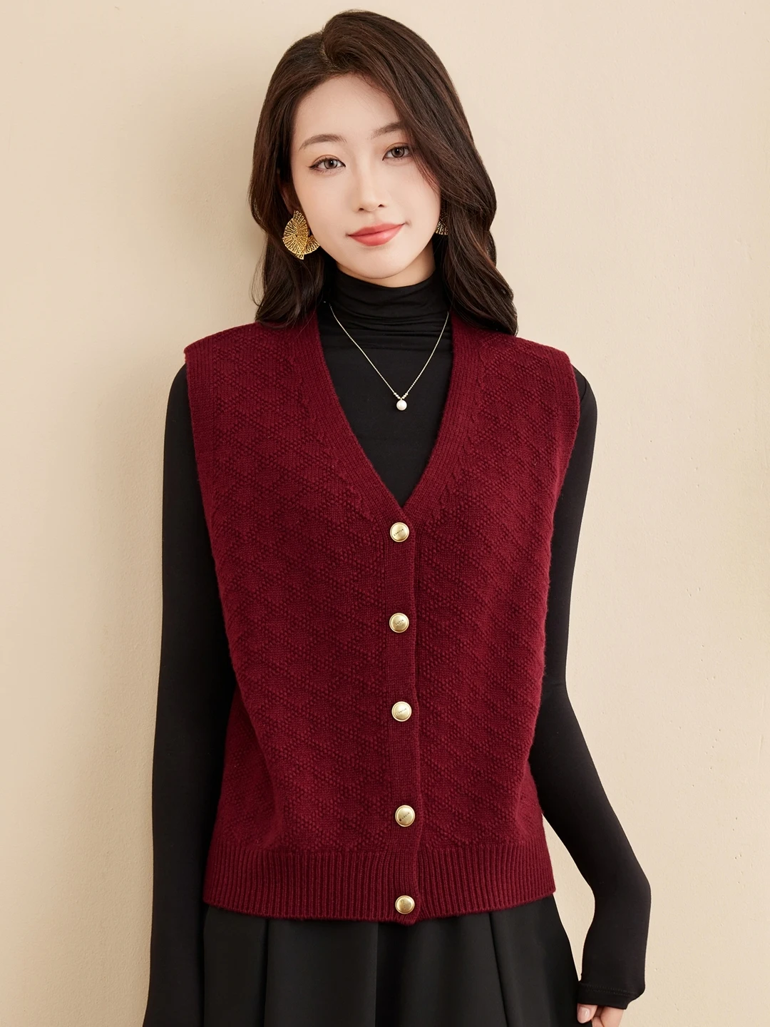 

Красный шерстяной вязаный жилет, женская модная верхняя одежда ort Sle, застежка на одной пуговице, осень-зима, Новое поступление, премиум-чувство