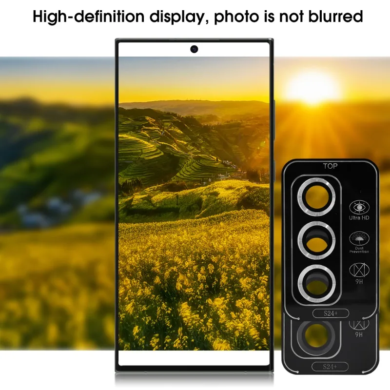 Camera Lens Protector para Samsung Galaxy S24Plus Ultra, Metal, Anti-Risco, Curvo, Protetor, Vidro Temperado, Capa de Anel Individual