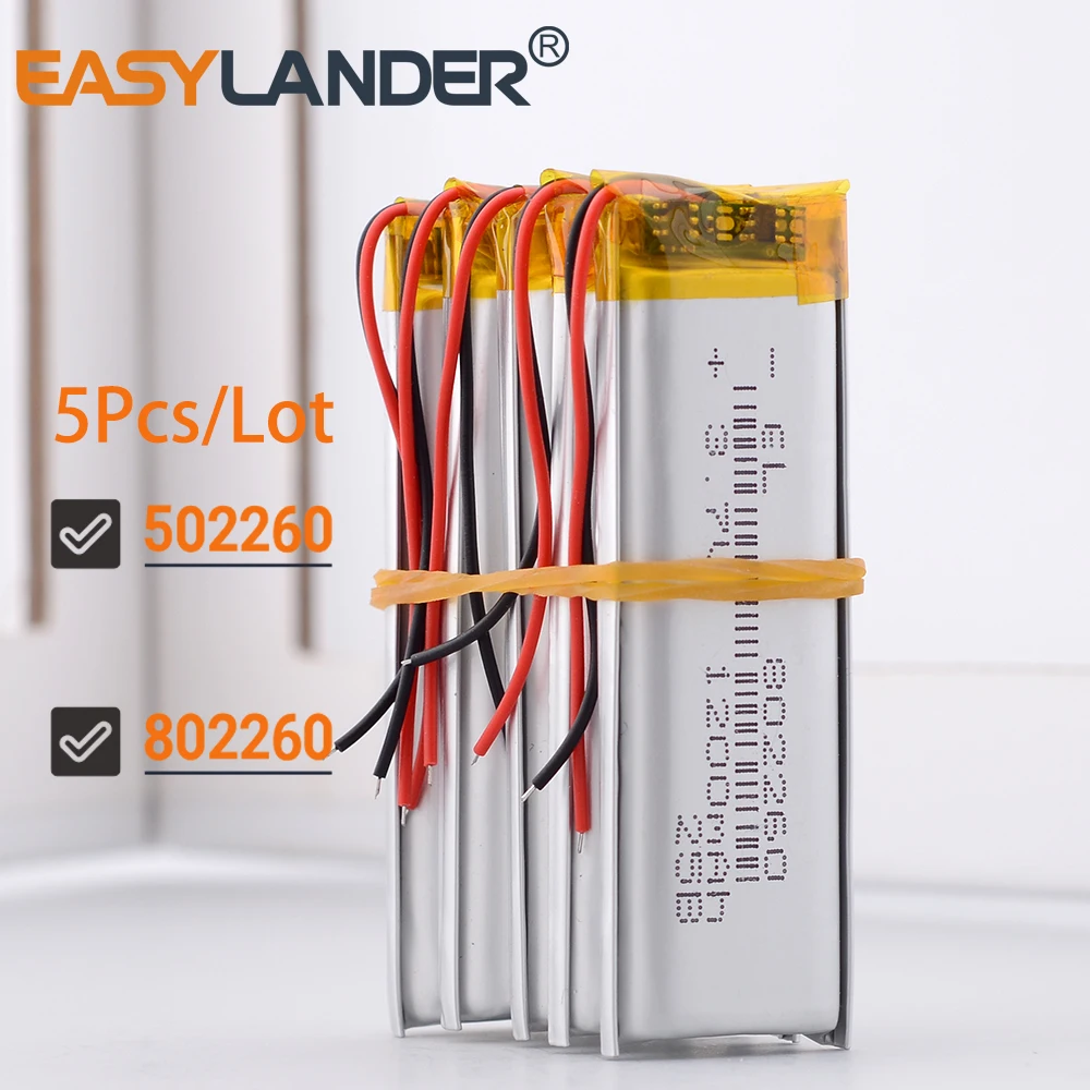 5 Teile/los 802260 502260 3,7 V 1200 mAh 600 mAh Li-Ion Lithium-Polymer LiPo Akku