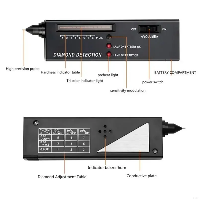 

HHO-Portable Diamond Tester Pen Gemstone Jewelry Testing Tool High Accuracy Diamond Selector Detector