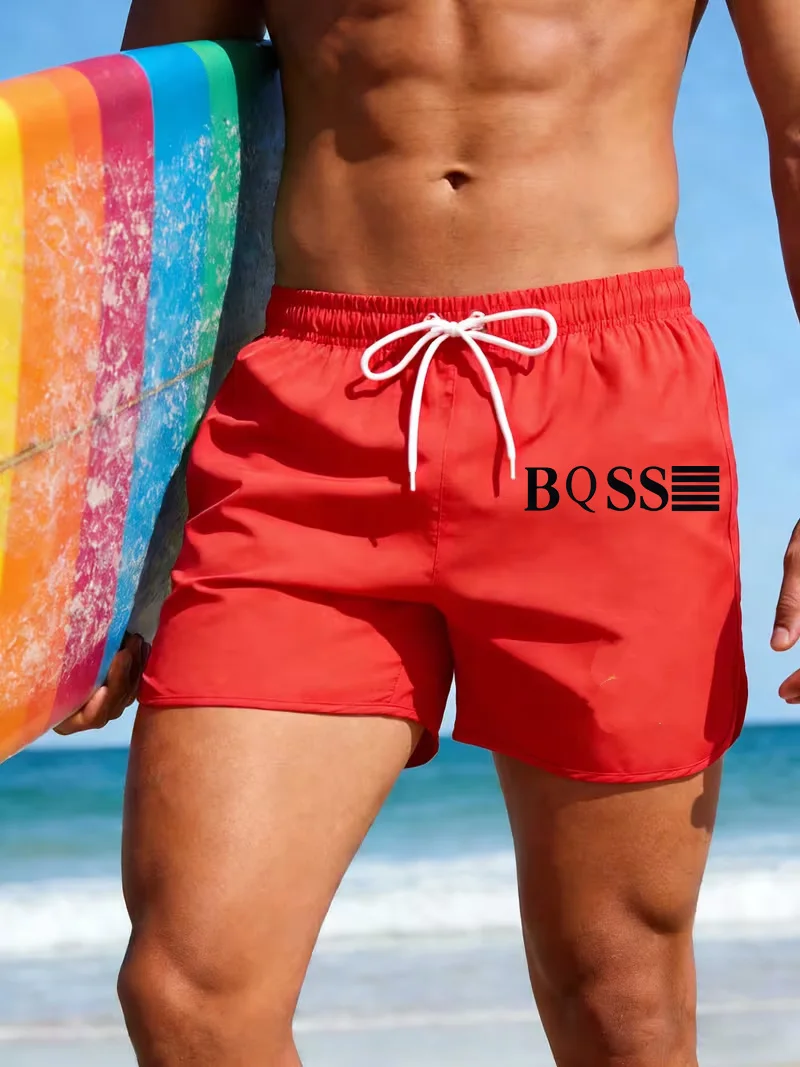Popular men's beach shorts with adjustable waist and pockets - multi color matching, suitable for water sports and beach parties