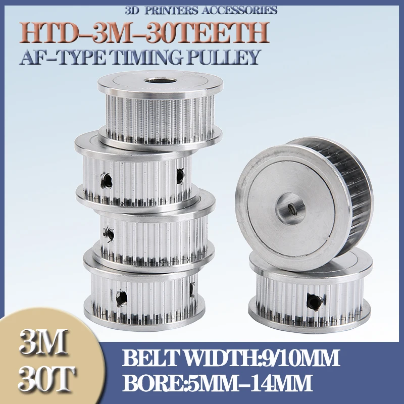 

30T HTD 3M synchronous pulley drilling 5/6/6.35/7/8/10/12/14mm for width 9mm 10mm 30Tooth HTD 3M pulley 30Teeth