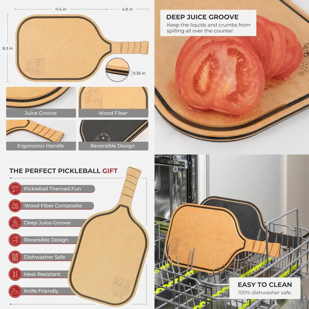 

Подарочный набор Pickleball для мужчин и женщин, разделочная доска из деревянного волокна, 16x8,5, можно мыть в посудомоечной машине, двусторонняя, с пазами для сока, просто
