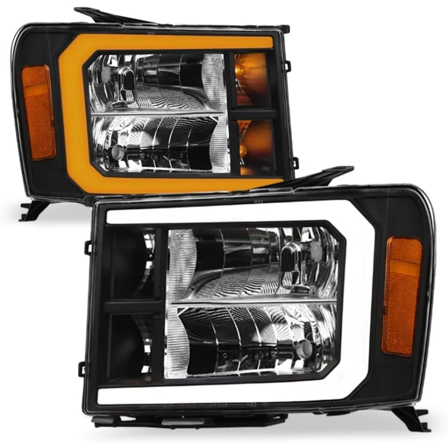 

7422453592551 Совместимость с 2007-2013 GMC Sierra 1500/2007-2014 2500 3500 HD с последовательной светодиодной лентой с переключением, черный корпус