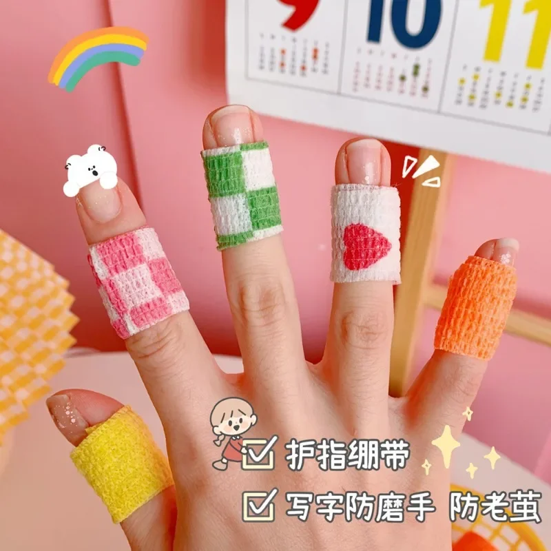 1Roll Cute Cartoon Children Finger Elastic Bandage Students Write Anti-wear Self-adhesive Protective Fingertip Cloth Finger Tape