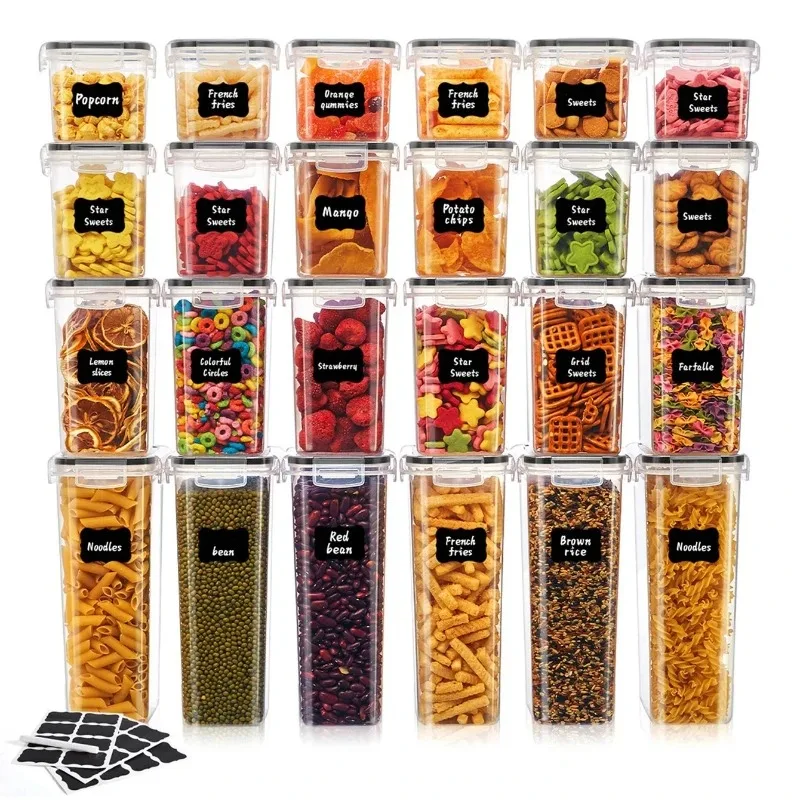 8pcs-kitchen-sealed-storage-box-set-dry-food-storage-for-sugar-flour-baking-pp-material-comes-with-convenience-stickers