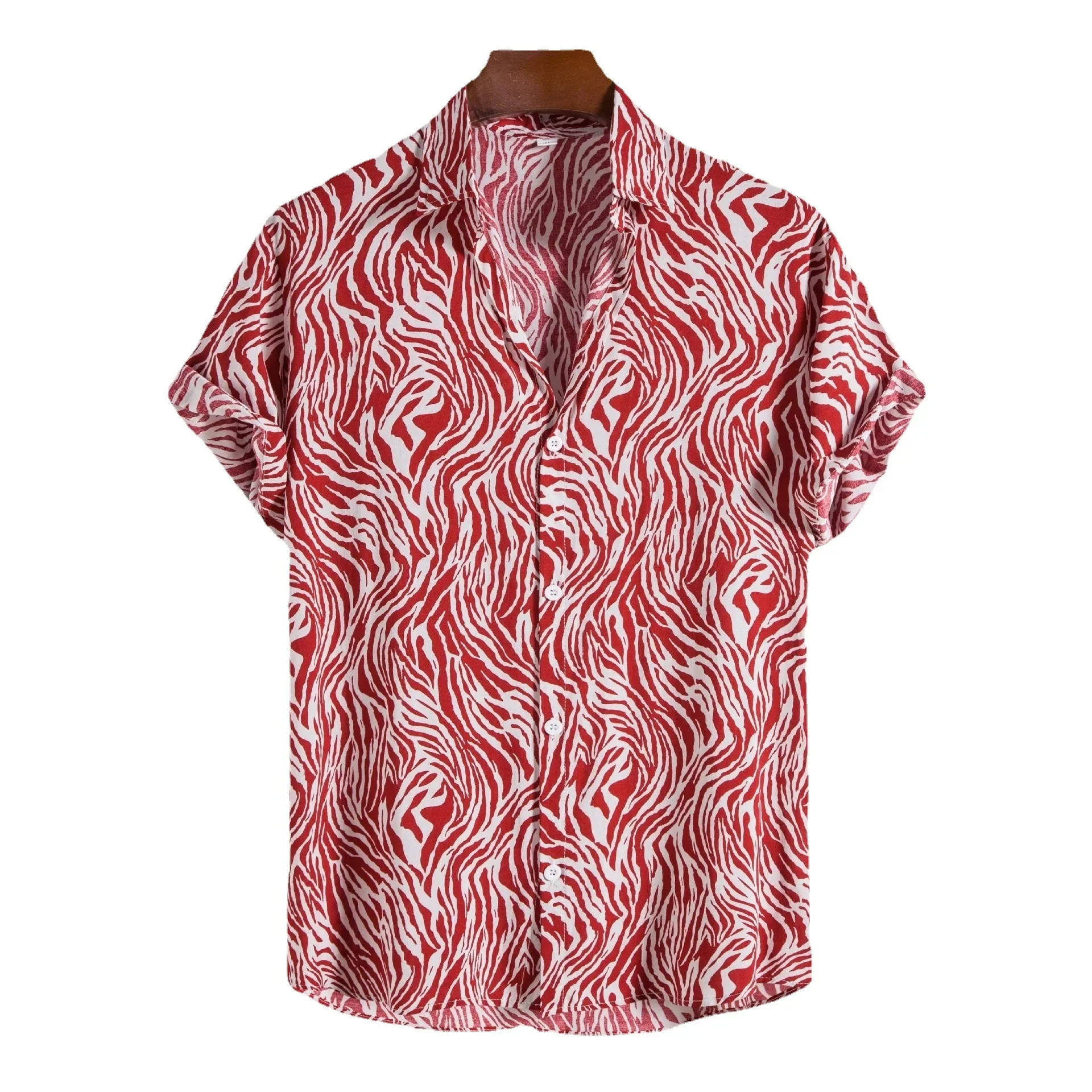 Southeast Asian Mens Tops Beach New Zebra Short-sleeved Shirt for Men