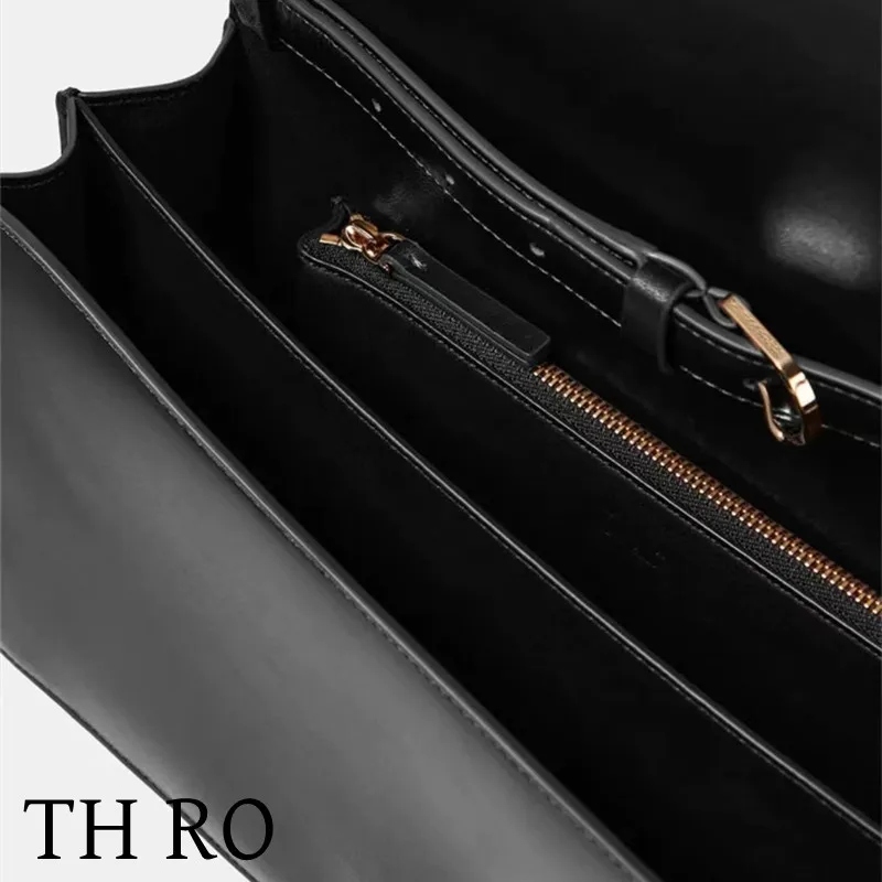 TH RO Women's High end Vintage Minimalist Leather Flip Bag Single Shoulder Underarm Bag Fashionable Commuting Tofu Bag