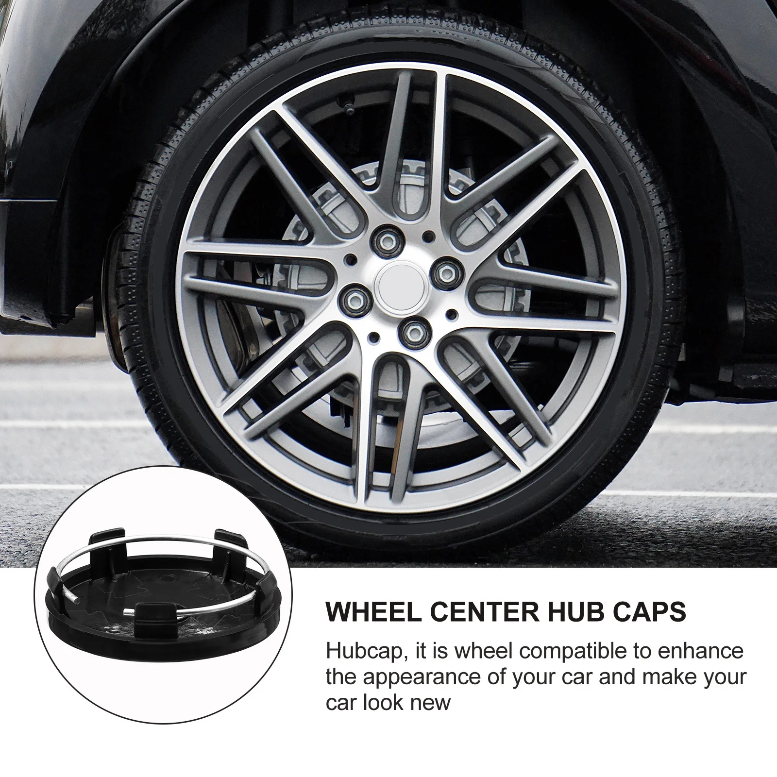 

4Pcs Wheel Center Hub Caps Universal ABS Material Resistant to Heat Impact Durable Car Rim Styling Accessories Dust Proof