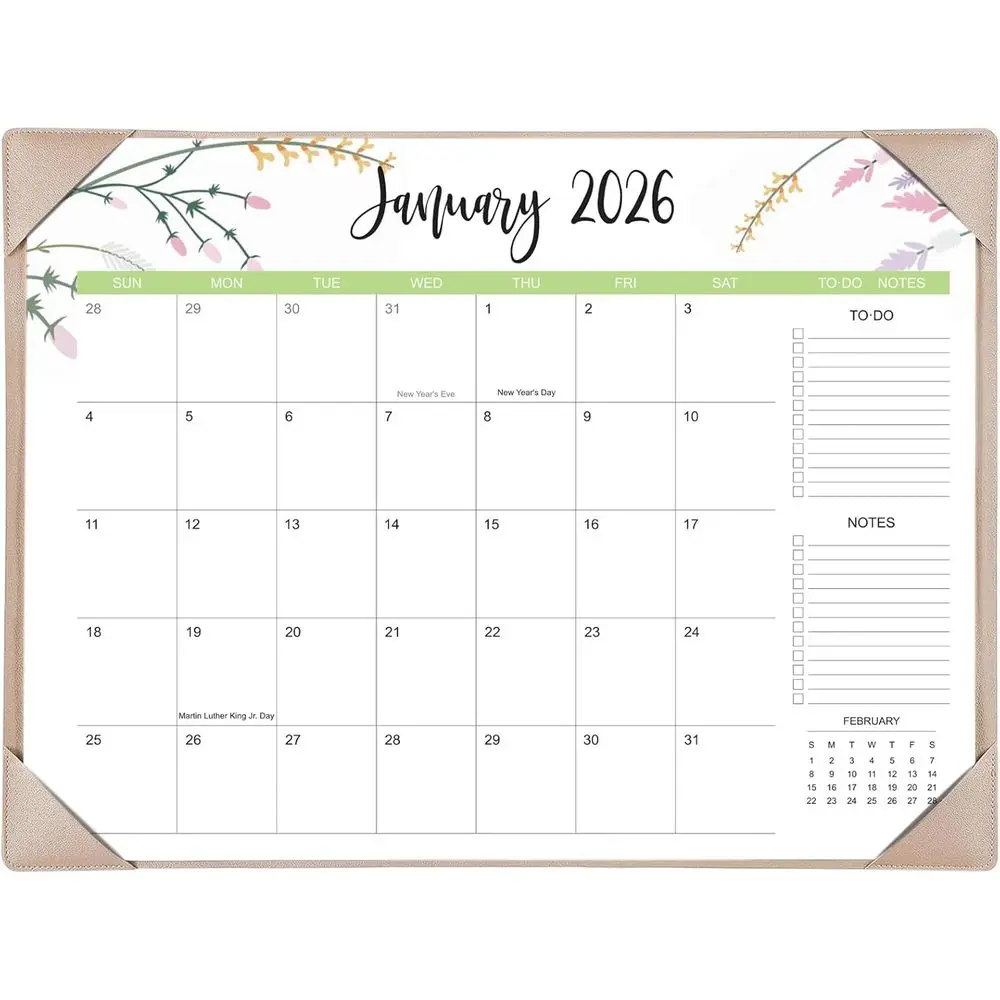 

Large 22x17 Desk Pad Calendar from Jan 2026 to Jun 2027 with To-Do List and Personal Planner
