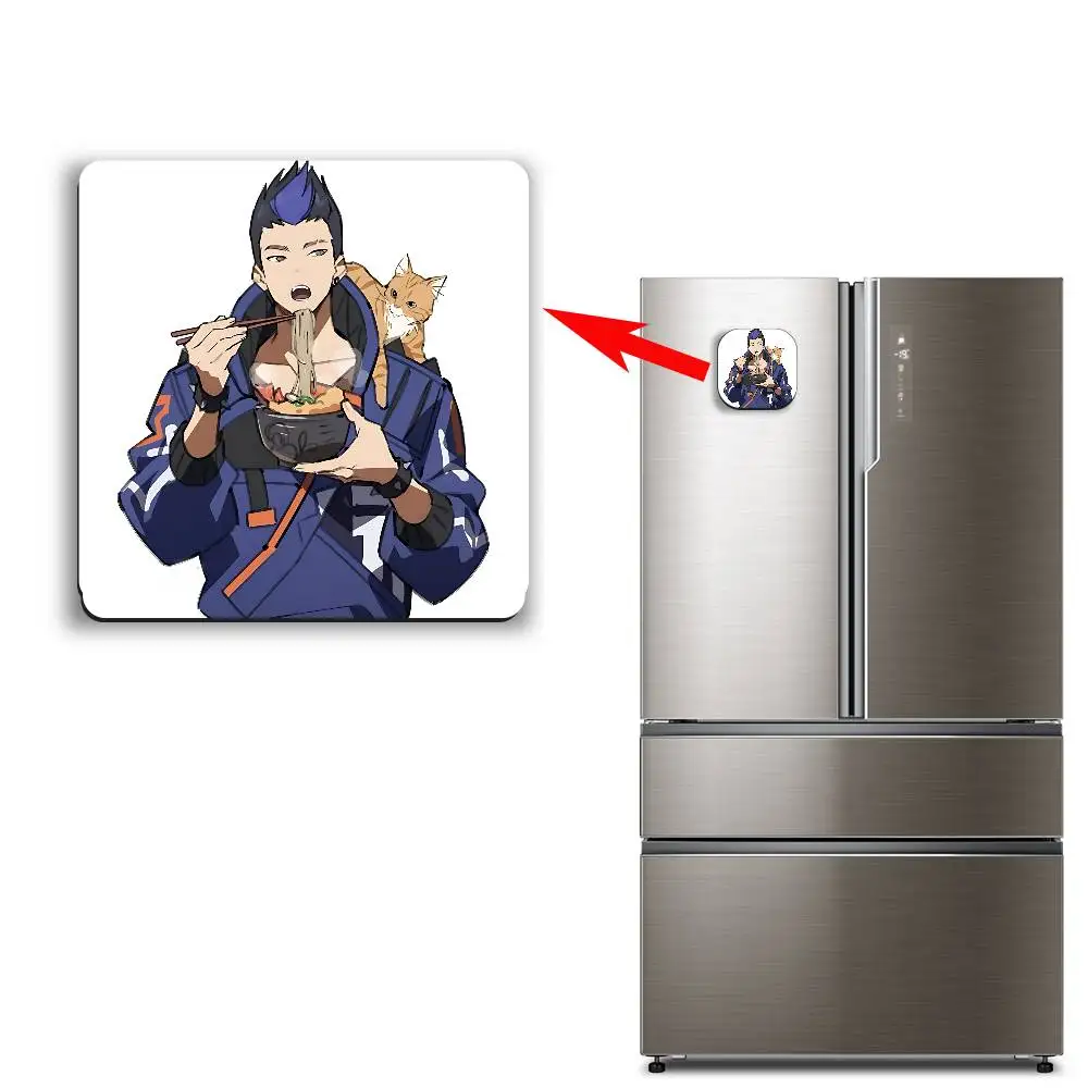 Shooting game Miks Yoru Valoran Vyse Black Square Plastic Fridge Magnet, for Magnetic, No Trace Left, Durable, Smooth Textured