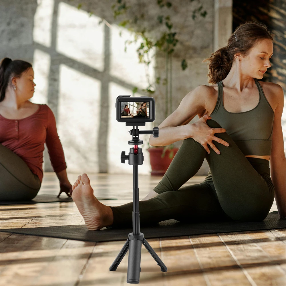 Tripod Mount Selfie Stick Extendable Monopod for Gopro Hero /OSMO Action 4 3/Insta360 X4 Camera Mini Handheld Stick Stand