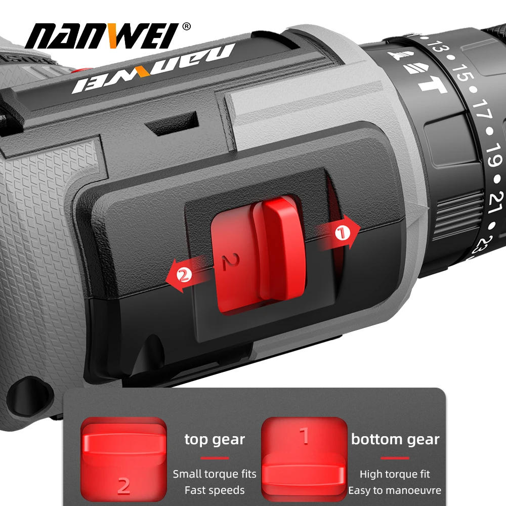 Nanwei brushless 16.8V Lithium Electric Drill Rechargeable Screwdriver Brushless Impact Lifting Machine Small Steel Cannon