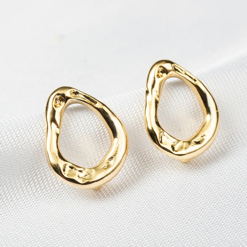 13*17MM 14K Gold Color Plated Brass Oval Stud Earrings High Quality Diy DIY Jewelry Making Finding Accessories