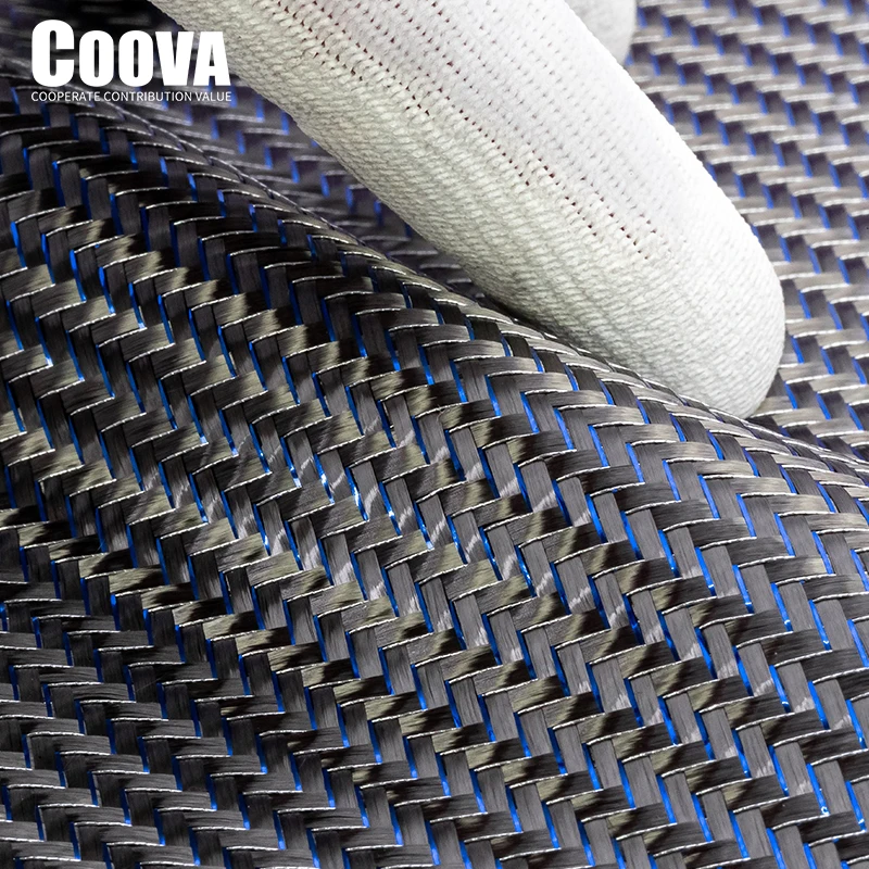 F250 COOVA  Blue Silver Tinsel & Carbon Fiber Cloth Mixed  Twill Tela Fibra De Carbono Carbon Fabric Jacquard Width 200mm/300mm