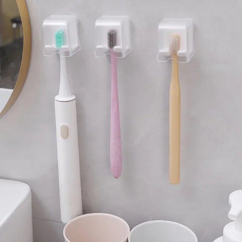 1/5PCS Toothbrush Holder with Cover Punch-free Wall-mounted Toothbrush Holder Self-adhesive Bathroom Toothbrush Storage Rack