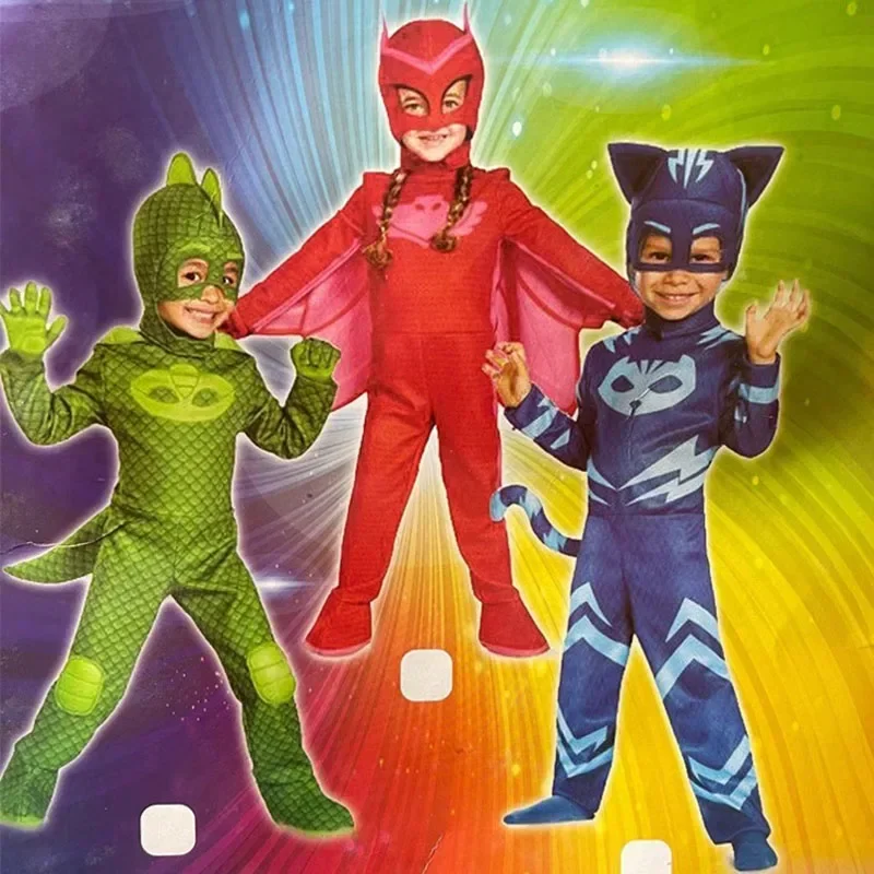 Unisex Meisje Super Owl Held Tuta Fancy Dress Cosplay Kat Jongens Gekko Animail Kostuum Di Halloween