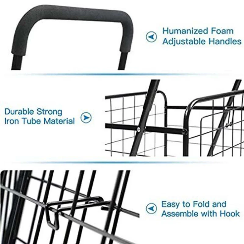 Carrinho de compras com rodas giratórias duplas personalizadas