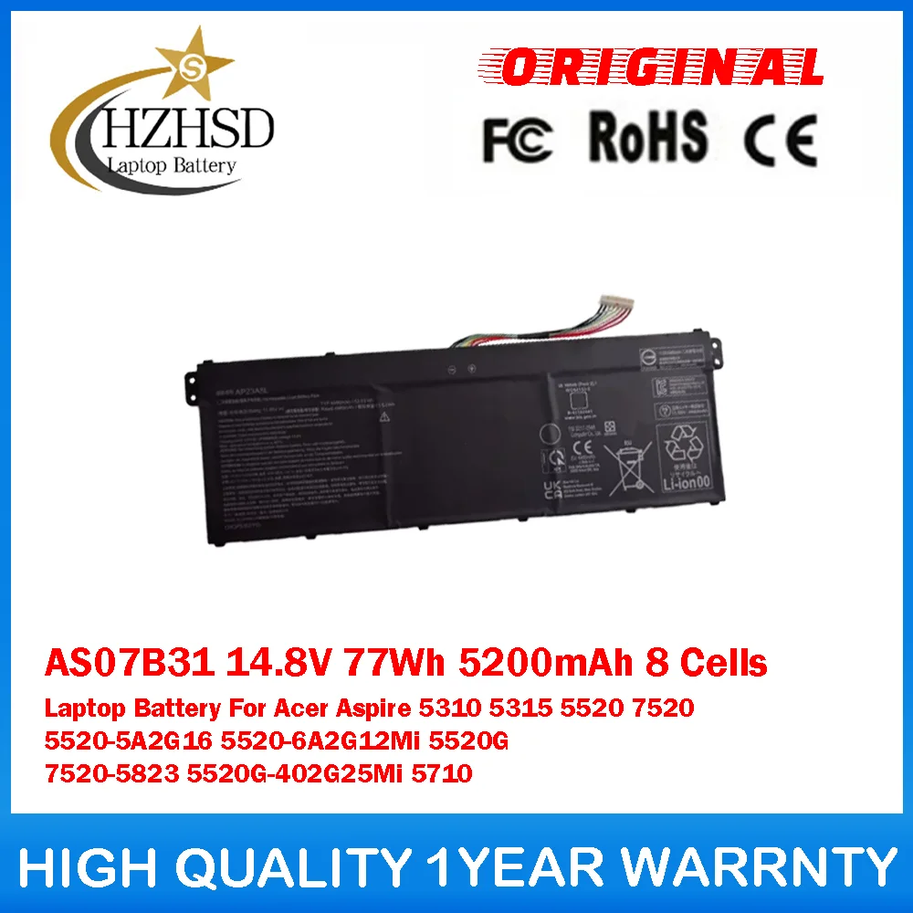 

AP23A5L 11,55 В 53,02 Втч 4590 мАч Аккумулятор для ноутбука Acer ​ ​ ChromebookPlus514 CB514-4H CB514-4HT CB514-4HT-359X CB311-12H AP23A7L