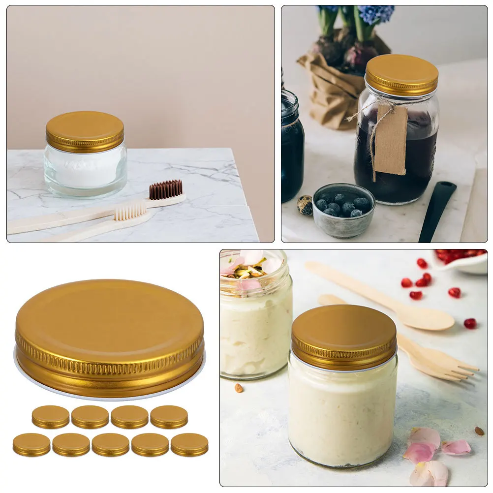 

10pcs Mason Jar Lids Reusable Sturdy Iron Leak Proof Wide Mouth Sealing Canning Covers For Home Kitchen Storage Replacement