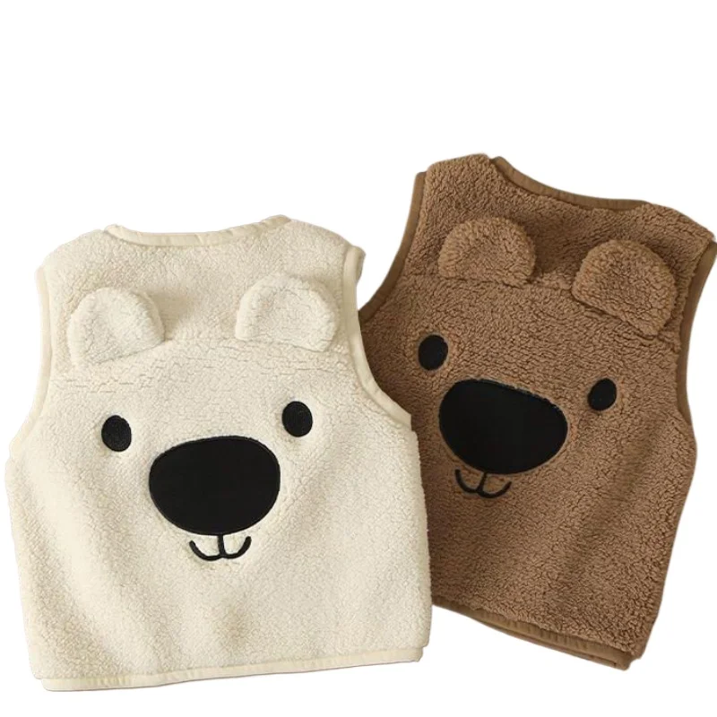 Autumn Winter Kid Vest Fur Baby Girl Boy Clothes Coat Jacket Sleeveless Bear Warm Fleece Vests Children Snow Outfit Waistcoat