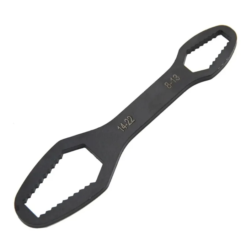 Black Multifunctional Double-Ended Box Wrench 8-22 Hex Solid Screw Nut Tool with Various Diameters for Home Repair