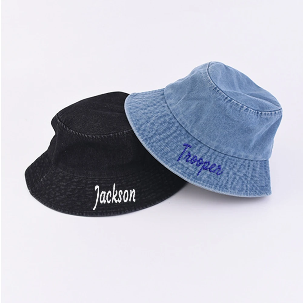 

Custom Denim Fisherman Hat, Personalized Embroidery, Adult Men's And Women's Fashionable And Versatile Sunshade Hat