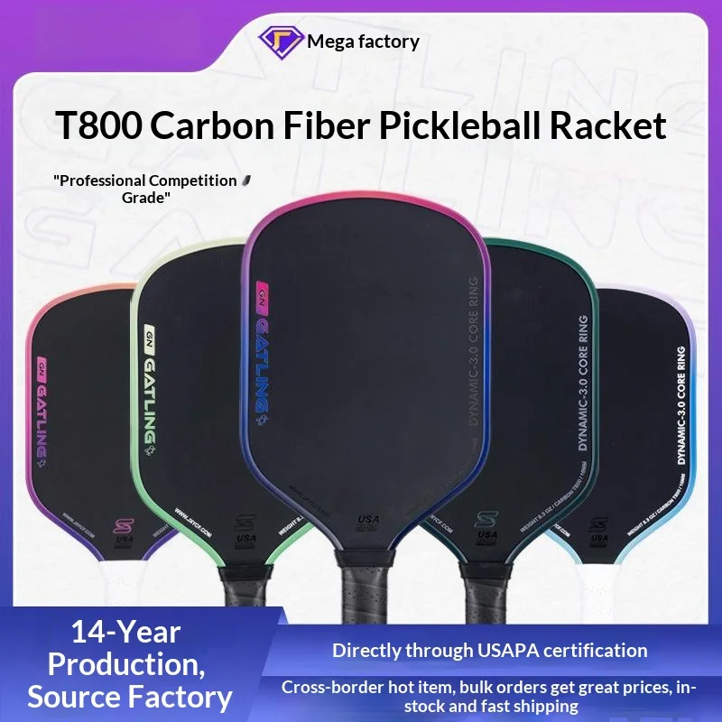 

Ракетка для пиклбола GATLING GEN5 Core из углеродного волокна T800 с текстурированной матовой поверхностью, сертифицирована USAPA напрямую.