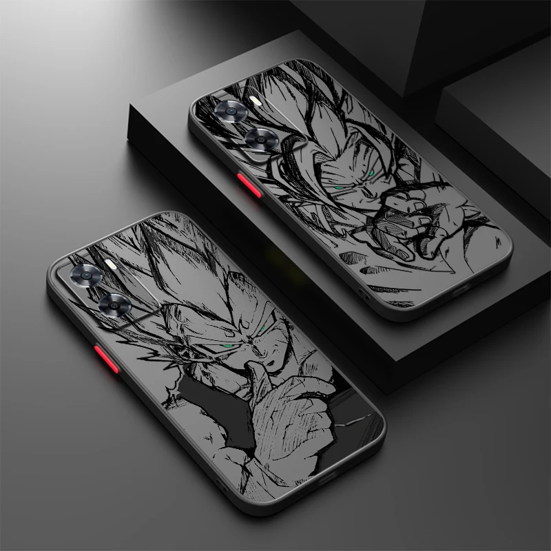 Comics D-Dragon Ball Saiyan Frosted Translucent For OPPO X5 X3 A54S A5 A94 A16 A53S A57 A74 A72 A96 A98 A78 5G Cover Phone Case