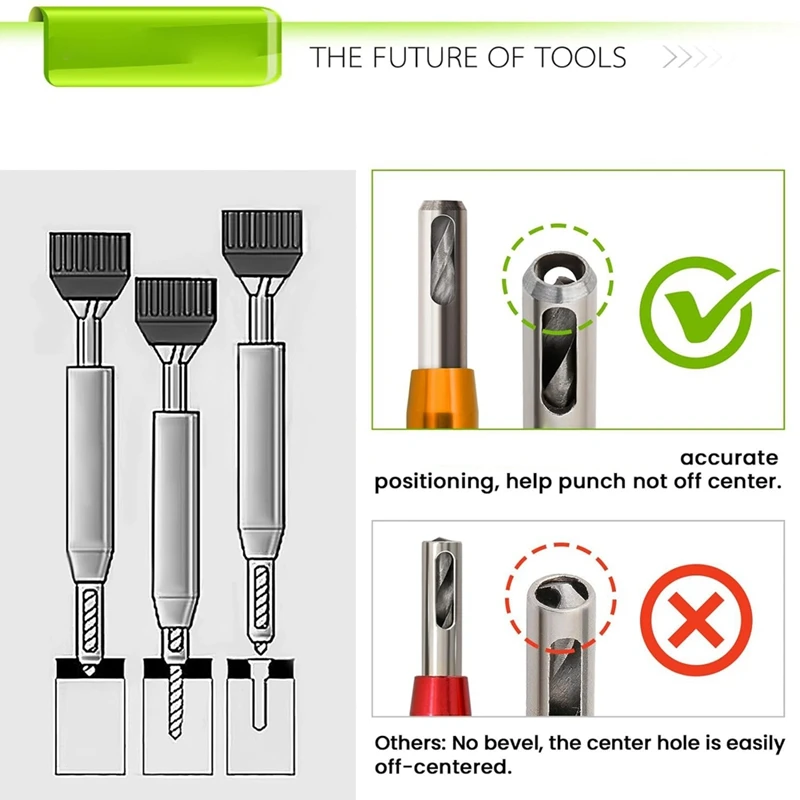 Self Centering Drill Bit Set Kit 1/4Inch Hex Shank Vix Bit, 5/64In To 1/4In Center Drill Bit Set Custom Hinge Drill Bit Kit