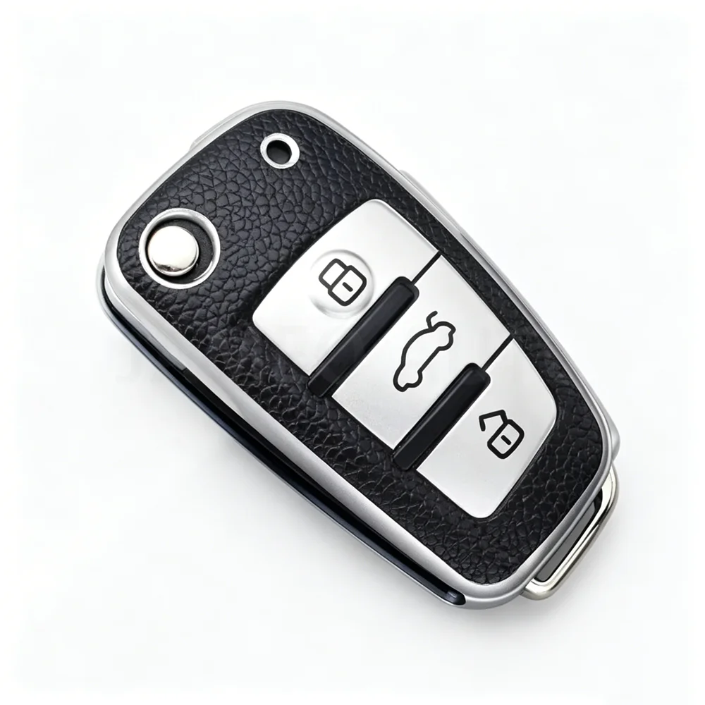 TPU Leather Car Folding Key Cover Case For Audi A3 8L 8P A4 B6 B7 B8 A6 C5 C6 4F RS3 Q3 Q7 TT 8L 8V S3 Key Fob Shell Accessories