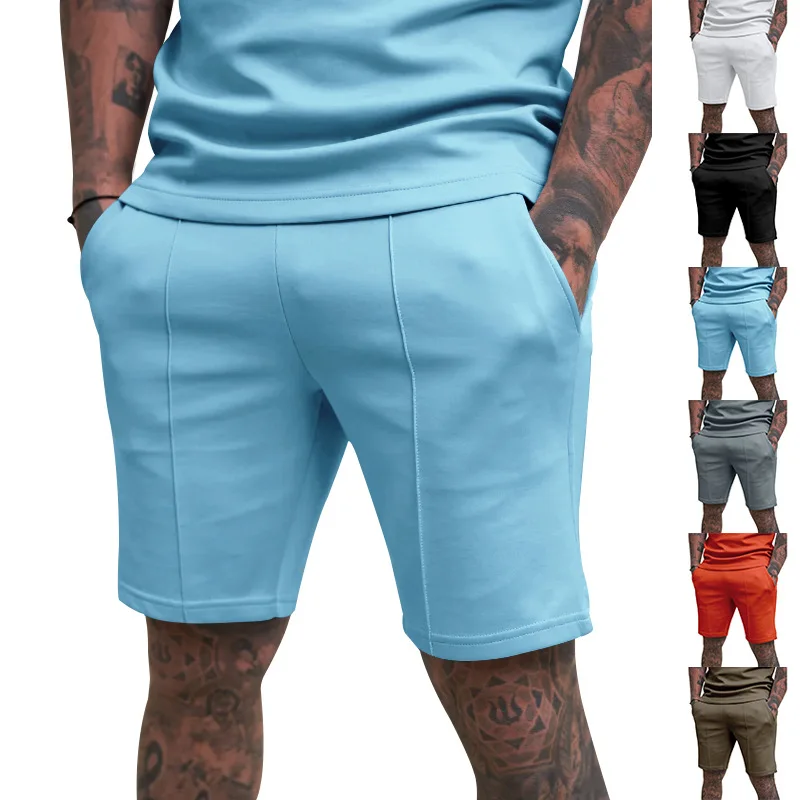 2024 Amazon cross-border solid color shorts casual fitness sweatpants men