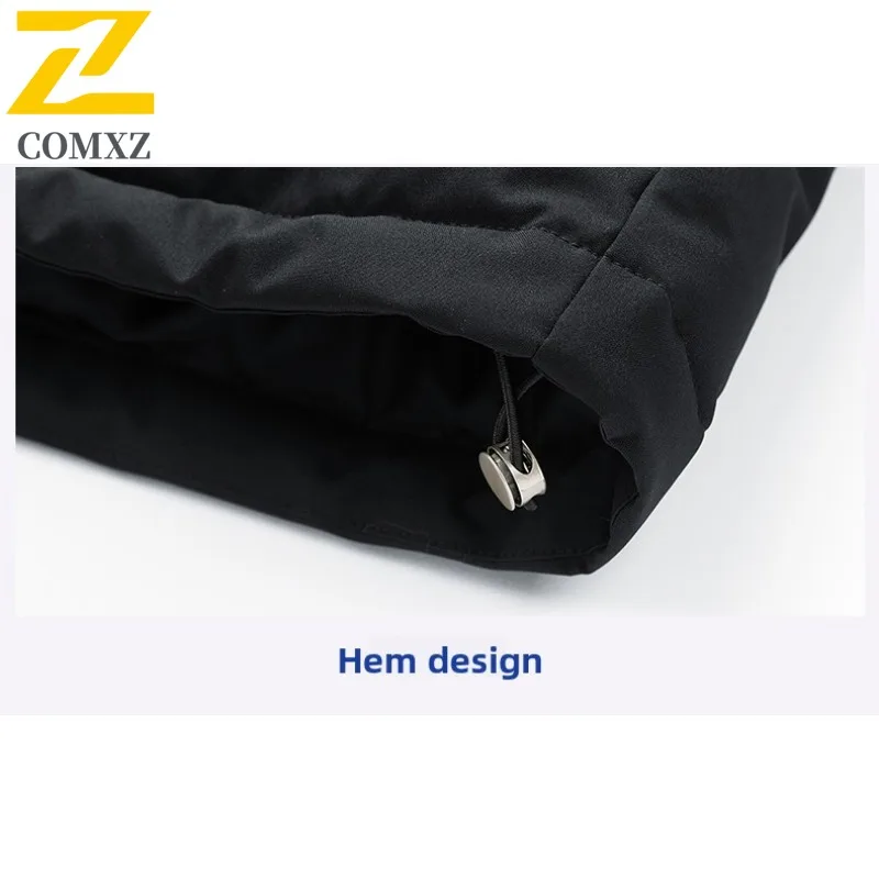 COMXZ 2025 Winter Plus Size Mens Cotton Jacket M 8XL Loose Fit Hooded Short Puffer Coat Outwear tactics lightweight windbreaker
