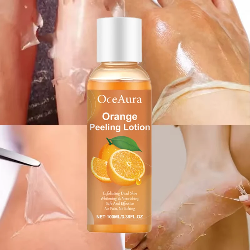 Aceite corporal exfoliante suave, loción en gel exfoliante de naranja, mascarilla en forma de lágrima para pieles muertas, hojas de piel suave, ritual divertido para el cuidado de la piel