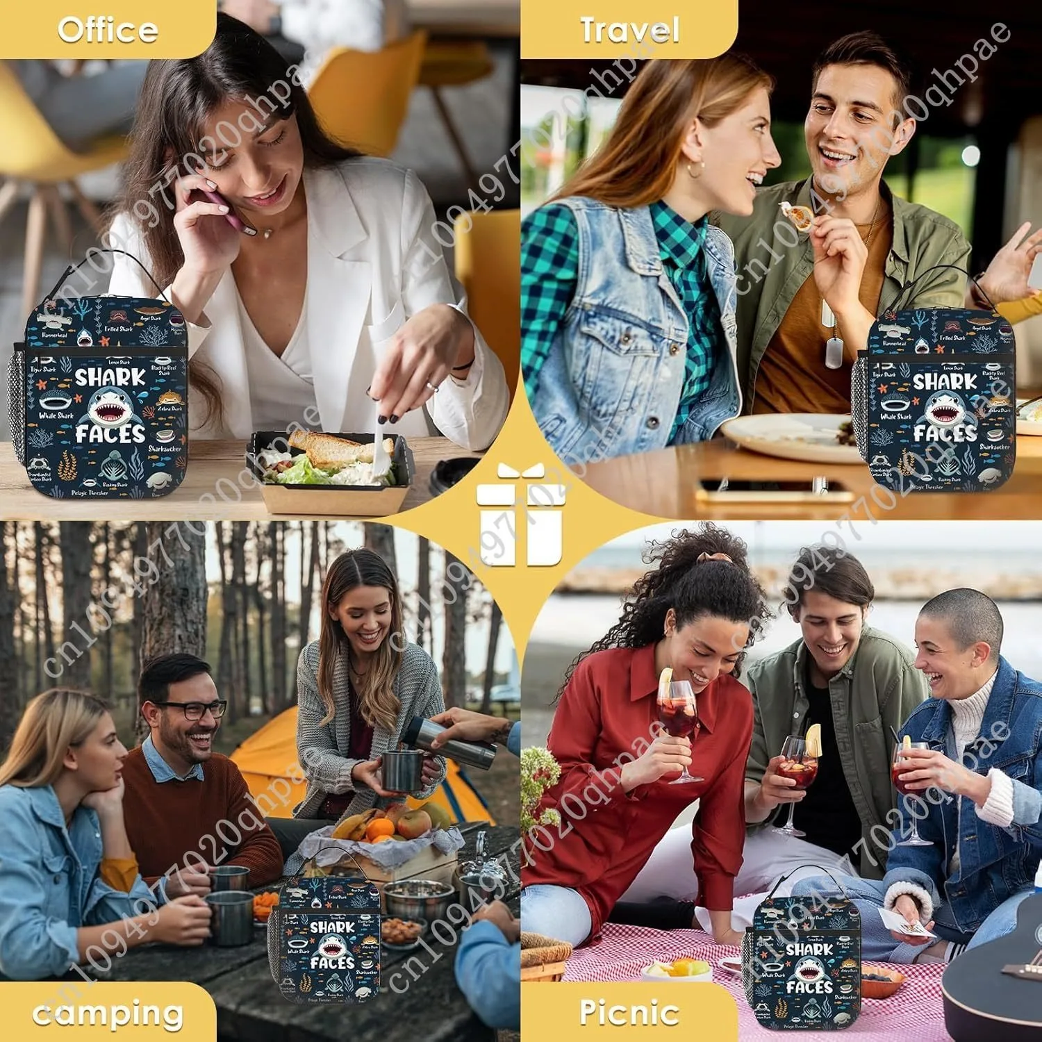 Shark Lunch Box for Men Women, Insulated Lunch Bag for Men, Thermal Lunchbox for Man, Cooler Lunches Tote Bag for Man Adult Cart