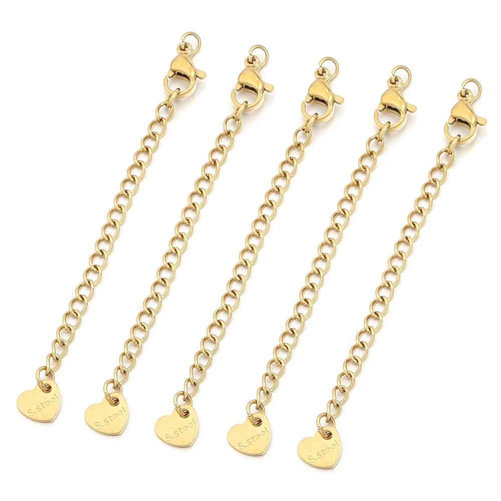 5–10 Stück Edelstahl-Verlängerungsketten mit Karabinerverschlüssen, Schwanzketten-Verbinder für die Schmuckherstellung, DIY-Armbänder, Halsketten – Detail 11