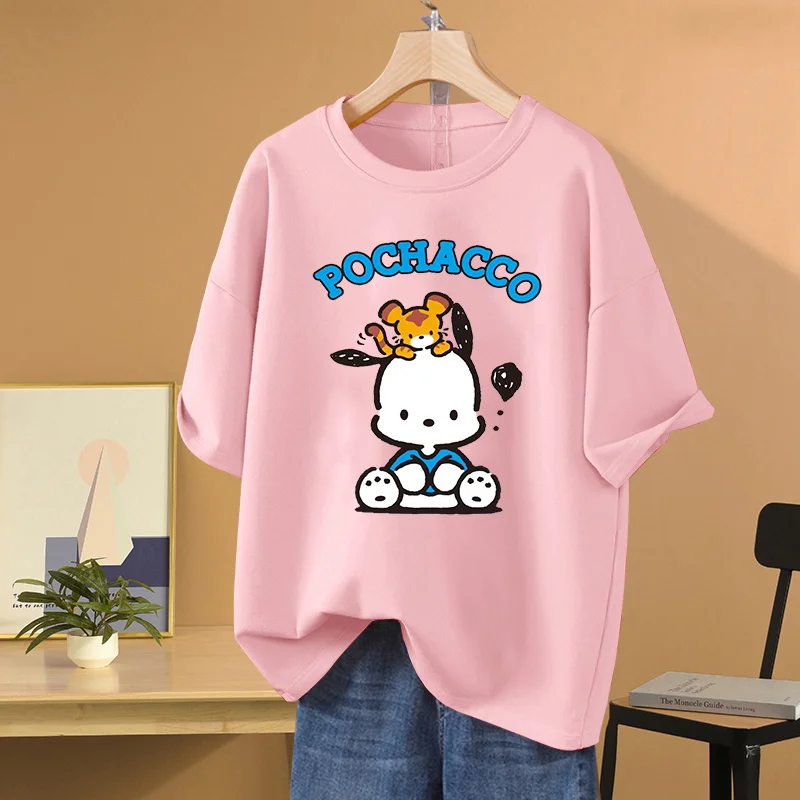 Sanrio Pochacco Men's and Women's printing T-shirt men and women casual street sports student couple T-shirt