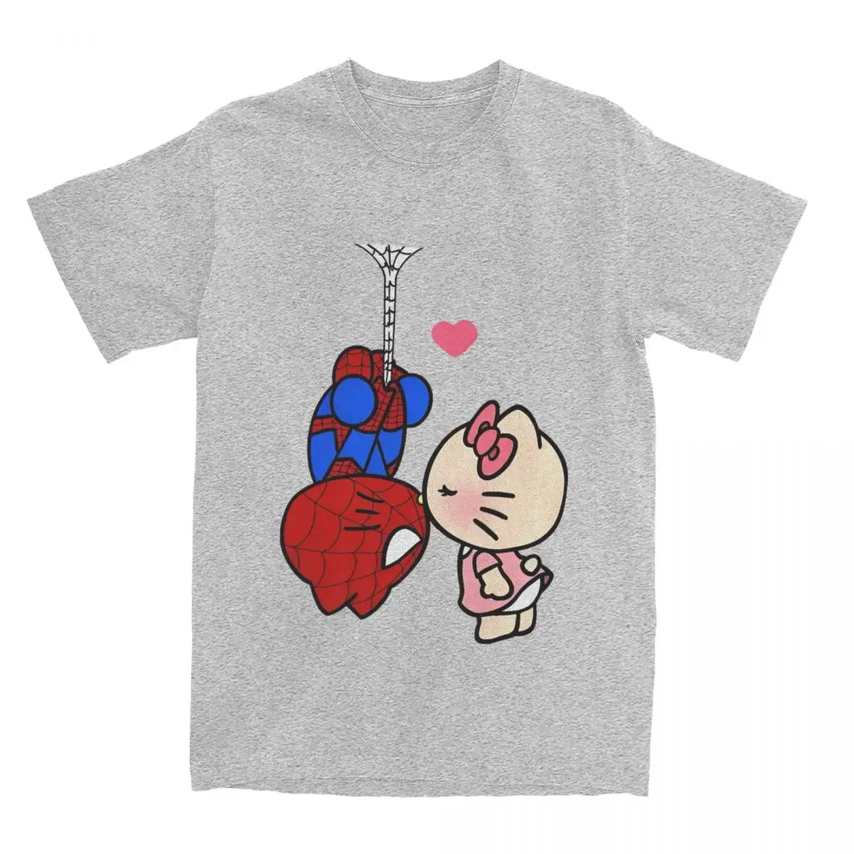 Cat and Superhero Cartoon T Shirt Women Men Couple Y2K Pure T Shirts Summer Crewneck Harajuku Tees Design Tops