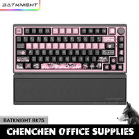 Batknight Bk75 Mechanical Keyboard 3 Mode Wireless Bluethooth With Smart Wrist Rest Hot-Swap Gasket Pink Custom Gaming Keyboards