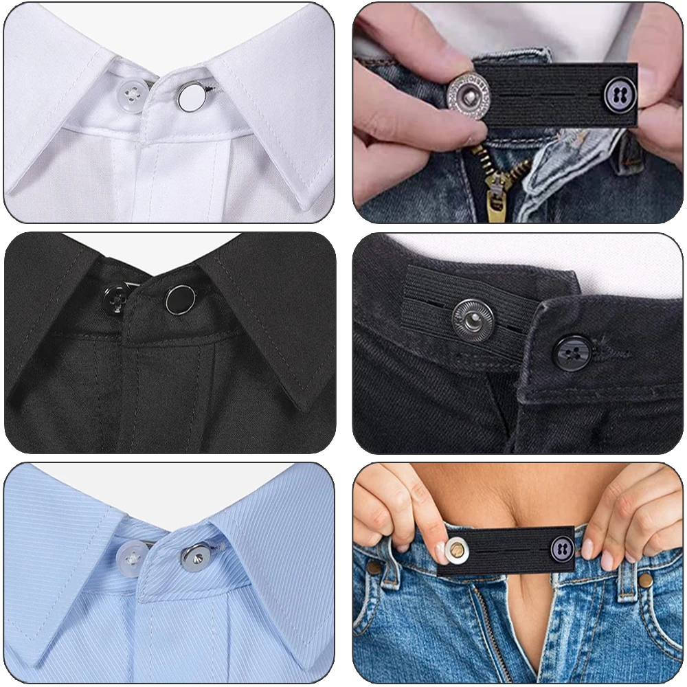 30 PCS/Set Collar Extenders & Elastic Waist Extenders For Jeans Invisible Neck Men Women Clothing Supplies No Sewing Require