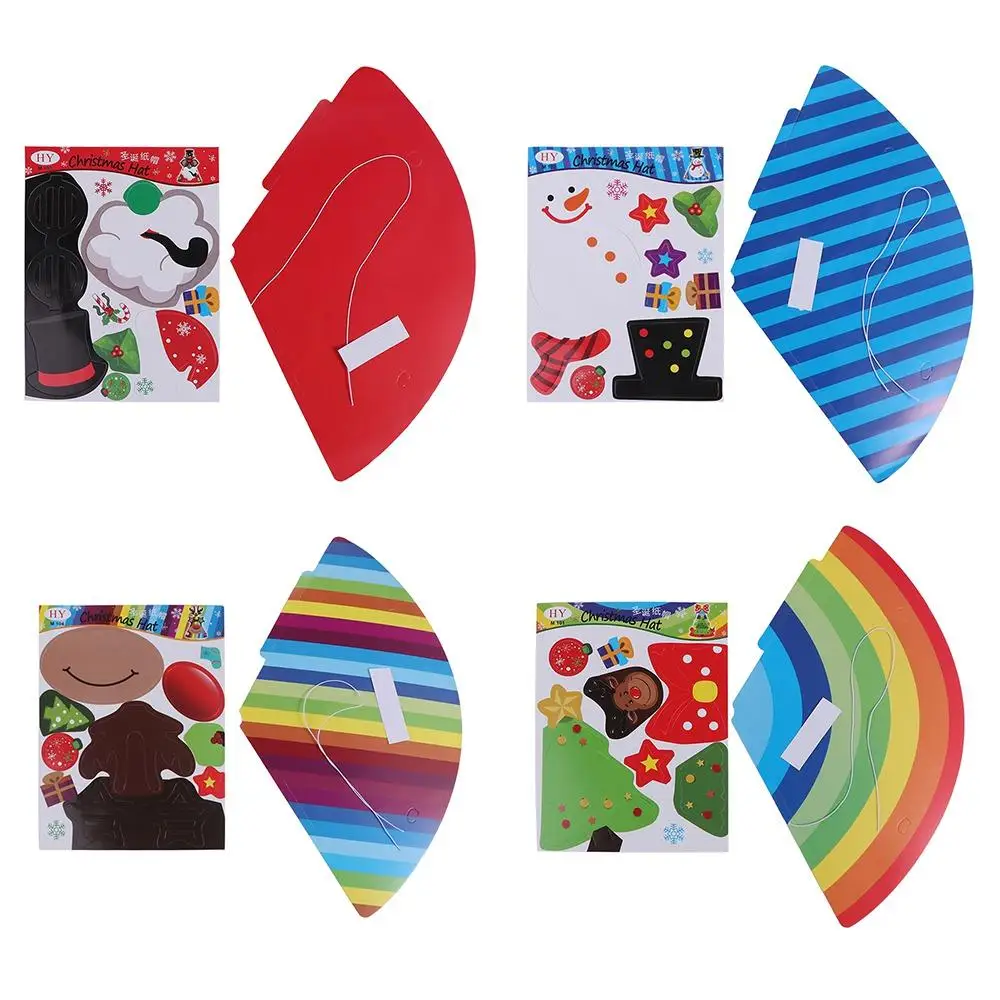 

Creative Paper Handmade Santa Hat Santa Claus Kriss Kringle DIY Christmas Hat Toy Snowman Elk Kriss Kringle Hat Toddlers