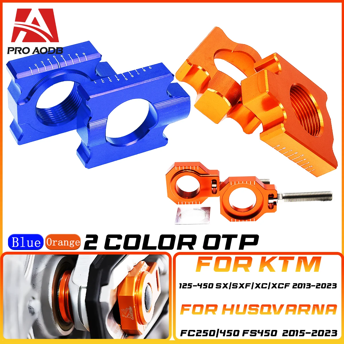 

25mm CNC Rear Chain Adjuster Axle Blocks For Husqvarna TC125 FC250 350 450 FS450 TC250 TX300 FX350 FX450 KTM SX SXF XCF 125-450