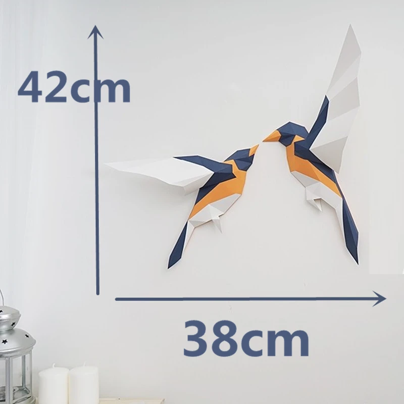 Kit de modèle de couple d'oiseaux inséparables en papier, décoration murale pour la maison, décoration de mariage, papercraft 3D, puzzles de bricolage, jouets cadeaux pour les filles