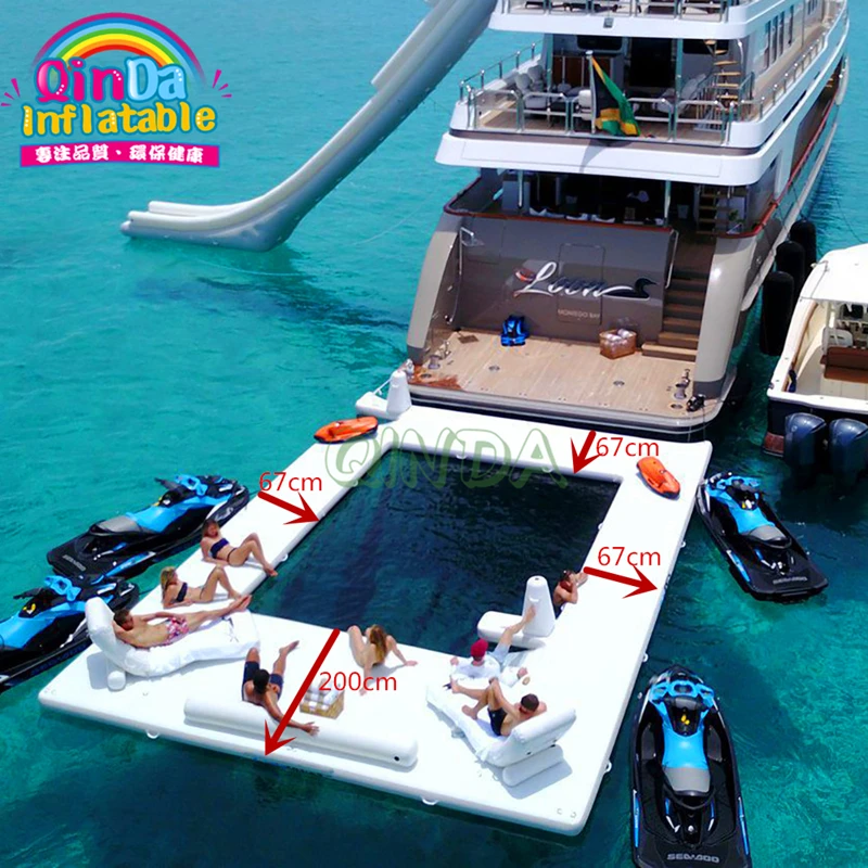 Inflatable Yacht Water Pool Inflatable Floating Ocean Sea Swimming Pool With Net
