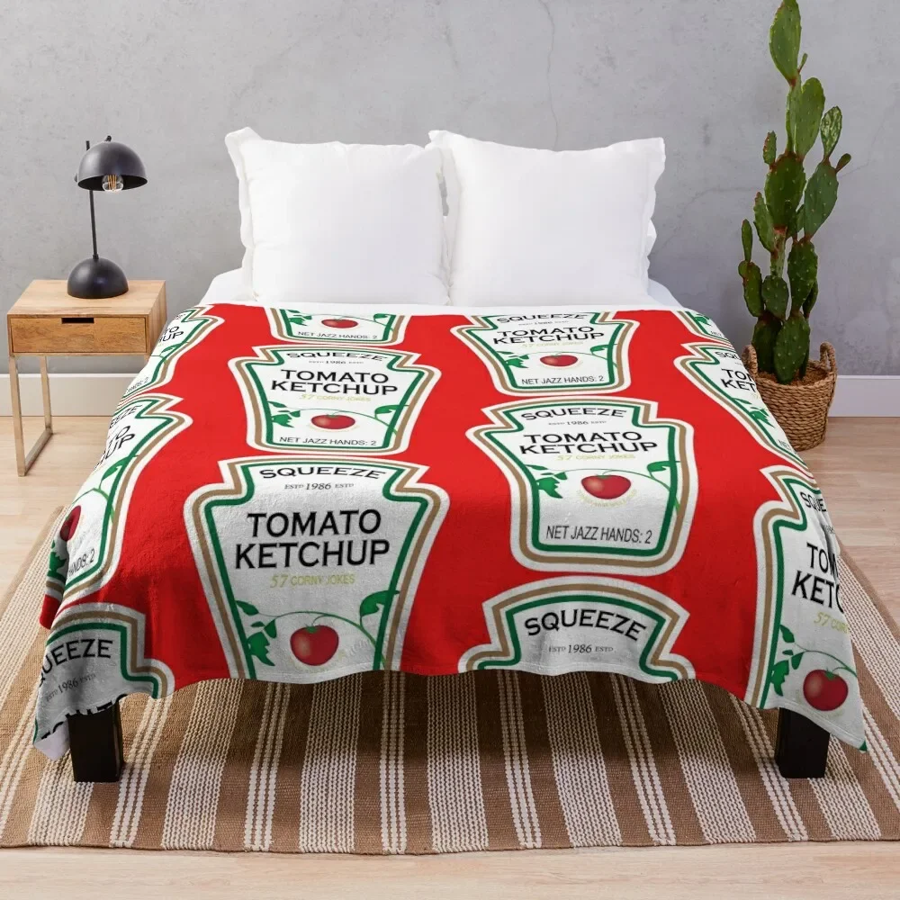 Funny Ketchup Label Throw Blanket Warm Fluffy Softs Designers Blankets