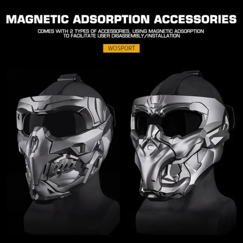 Tactical Doomsday Mask Set Full Face Paintball Accessories Shooting Protective Outdoor CS Airsoft Hunting Magnetic Adsorption