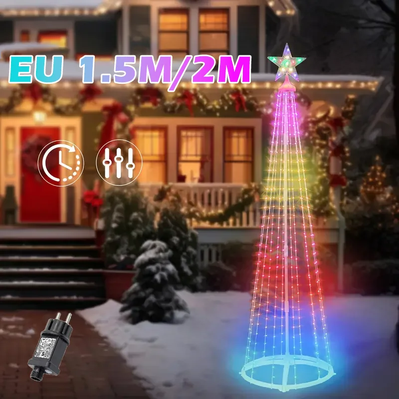 LED Christmas Tree Light String Waterfall Star Lights Outdoor Multicolor for Garden Yard Wedding Party Christmas Tree Top Decor